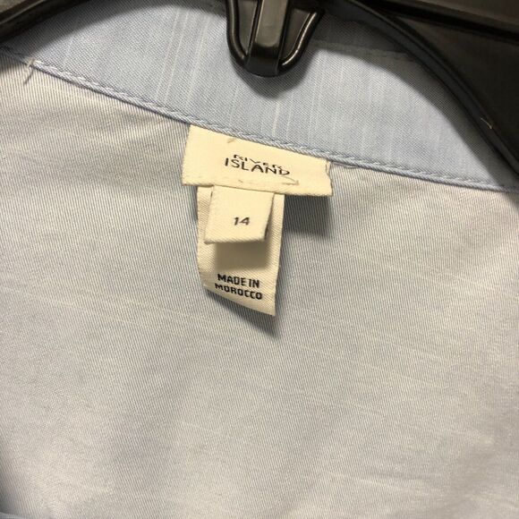 river island womens 14 top blue button up silver buttons large l pockets work tt - Picture 5 of 14